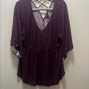 Torrid Size 2 ( Fits Like A Size 1) Purple And Black Polka Dot Top EUC